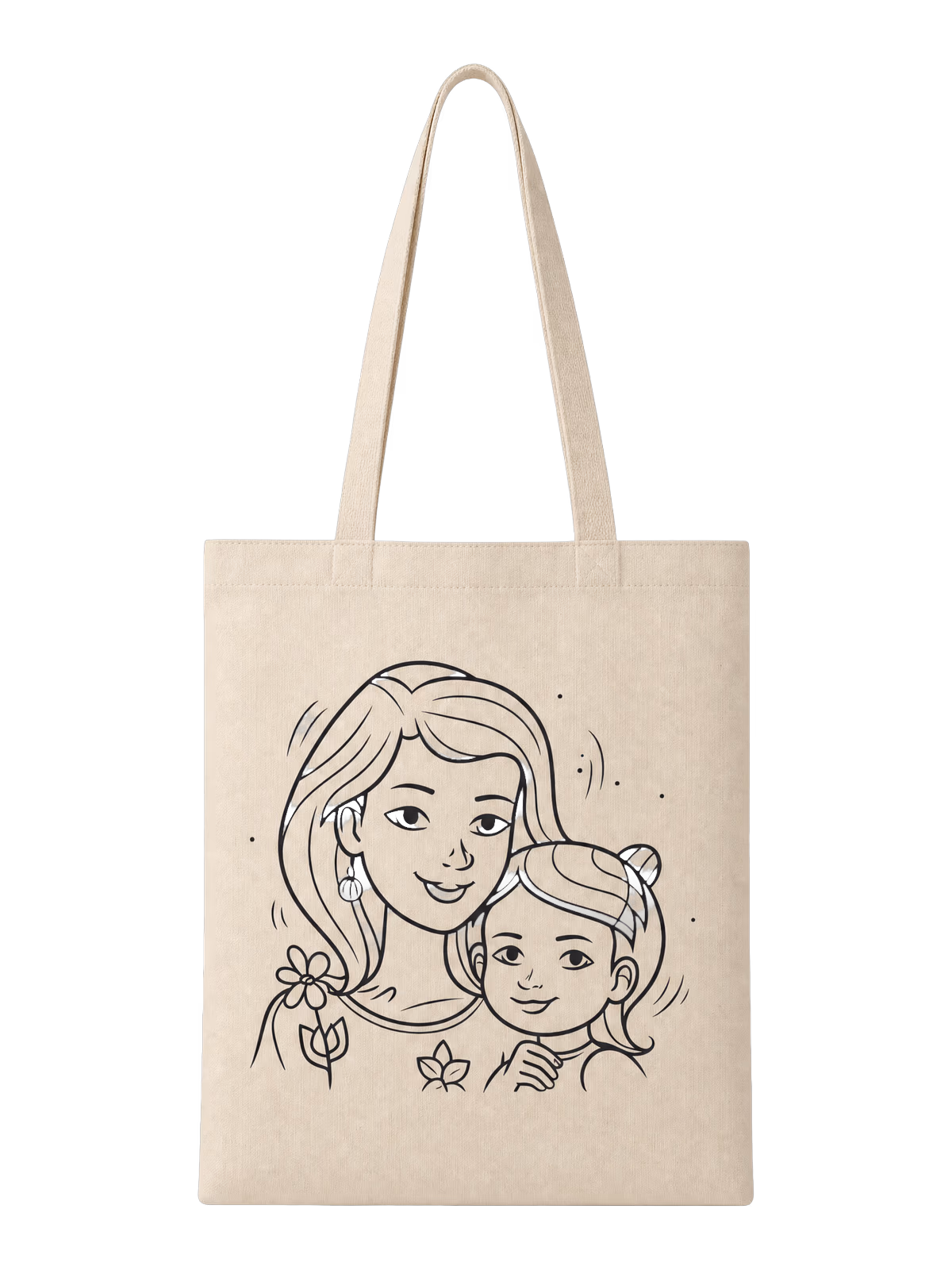 Boyanabilir Bez Çanta - Yüz Yüze Anne Kız - Boyanabilir Bez Çanta