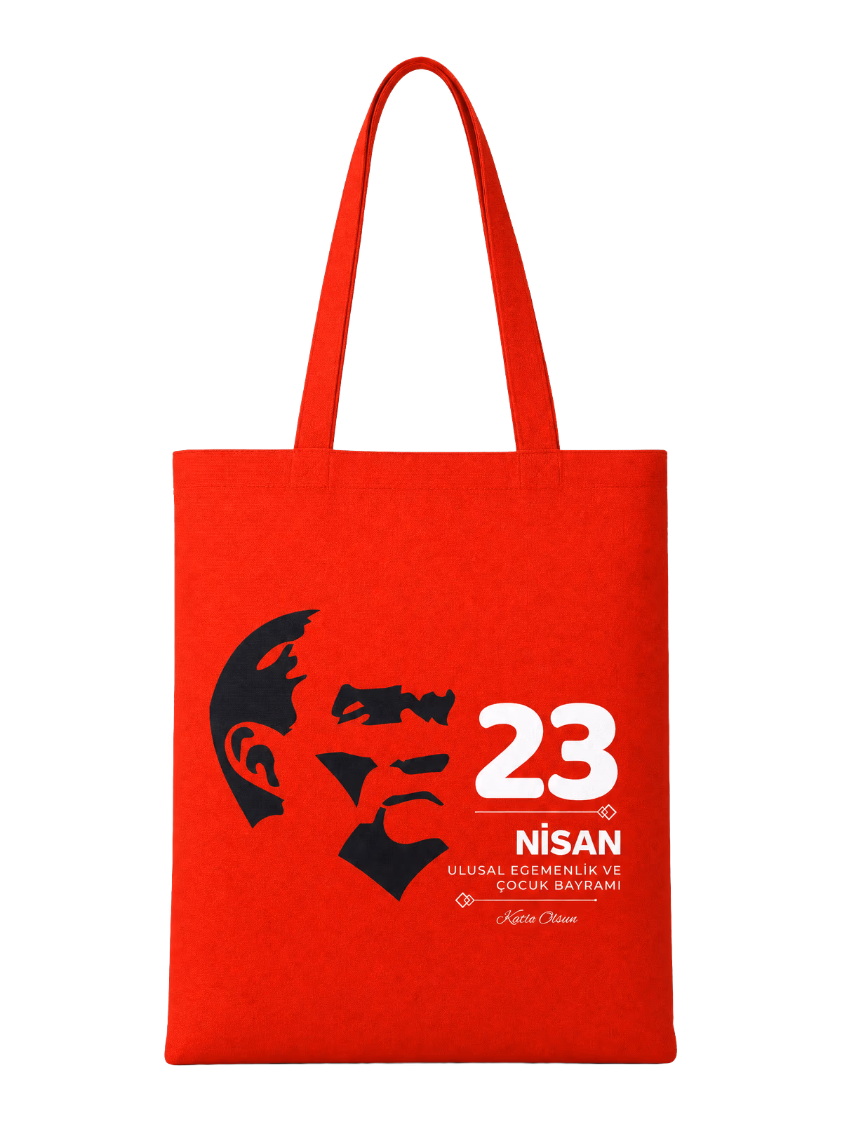 23 Nisan Bez Çanta - Atatürk Silüeti - Özel Üretim Çanta
