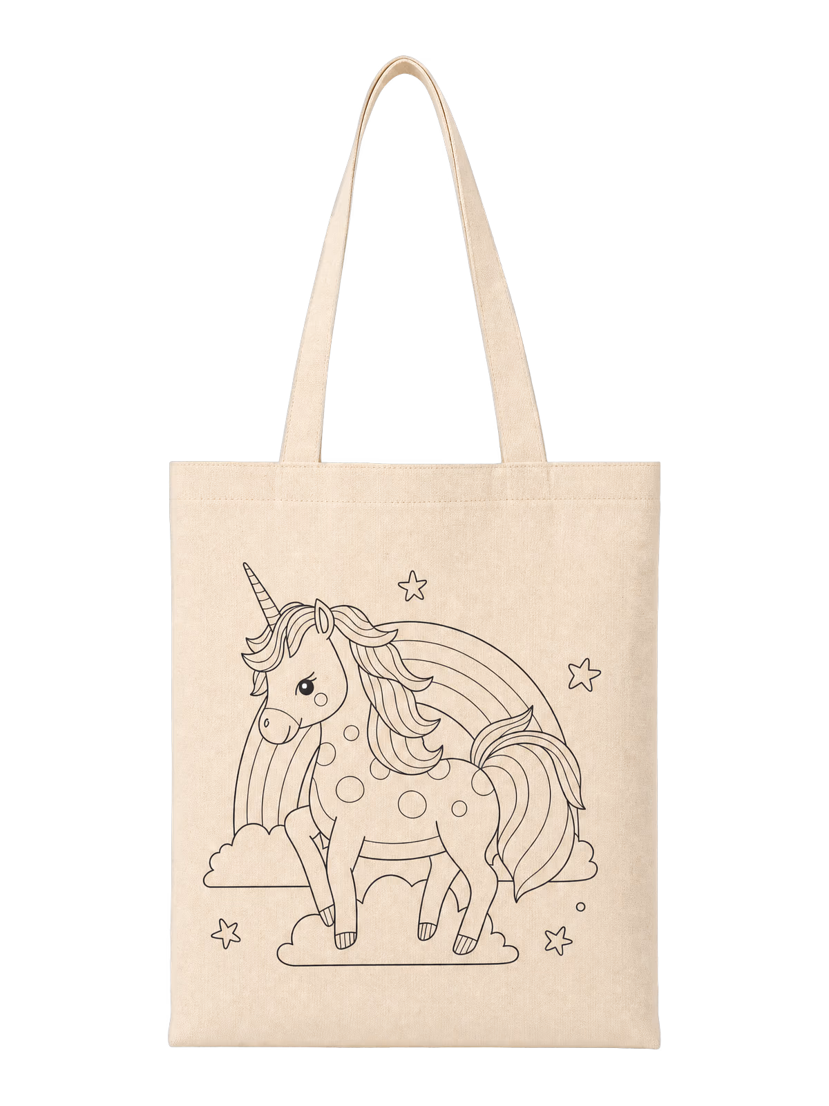 Boyanabilir Bez Çanta - Yıldızlı Unicorn - Boyanabilir Bez Çanta