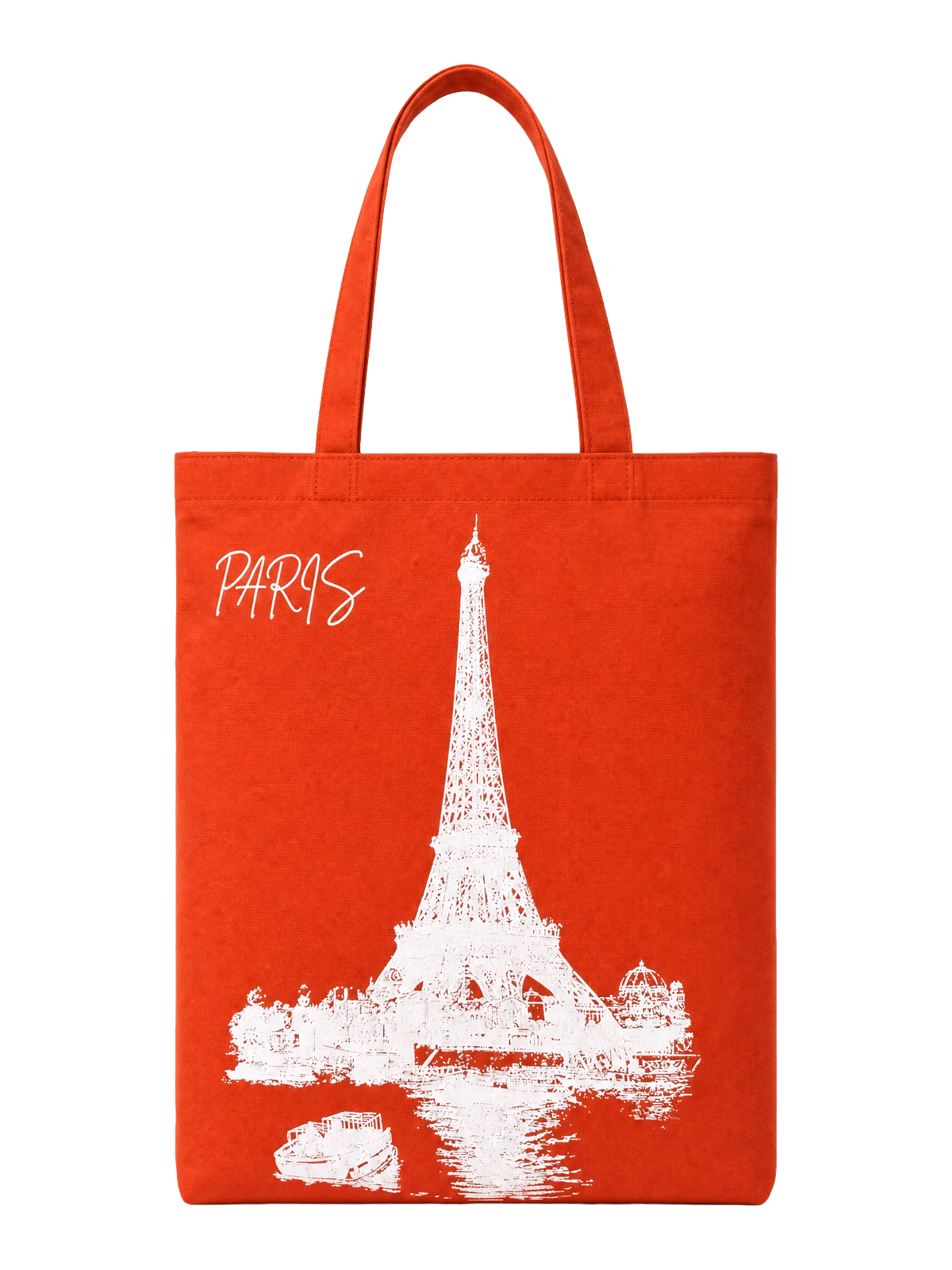 Bez Kırmızı Paris Baskılı - Ham Bez Çanta