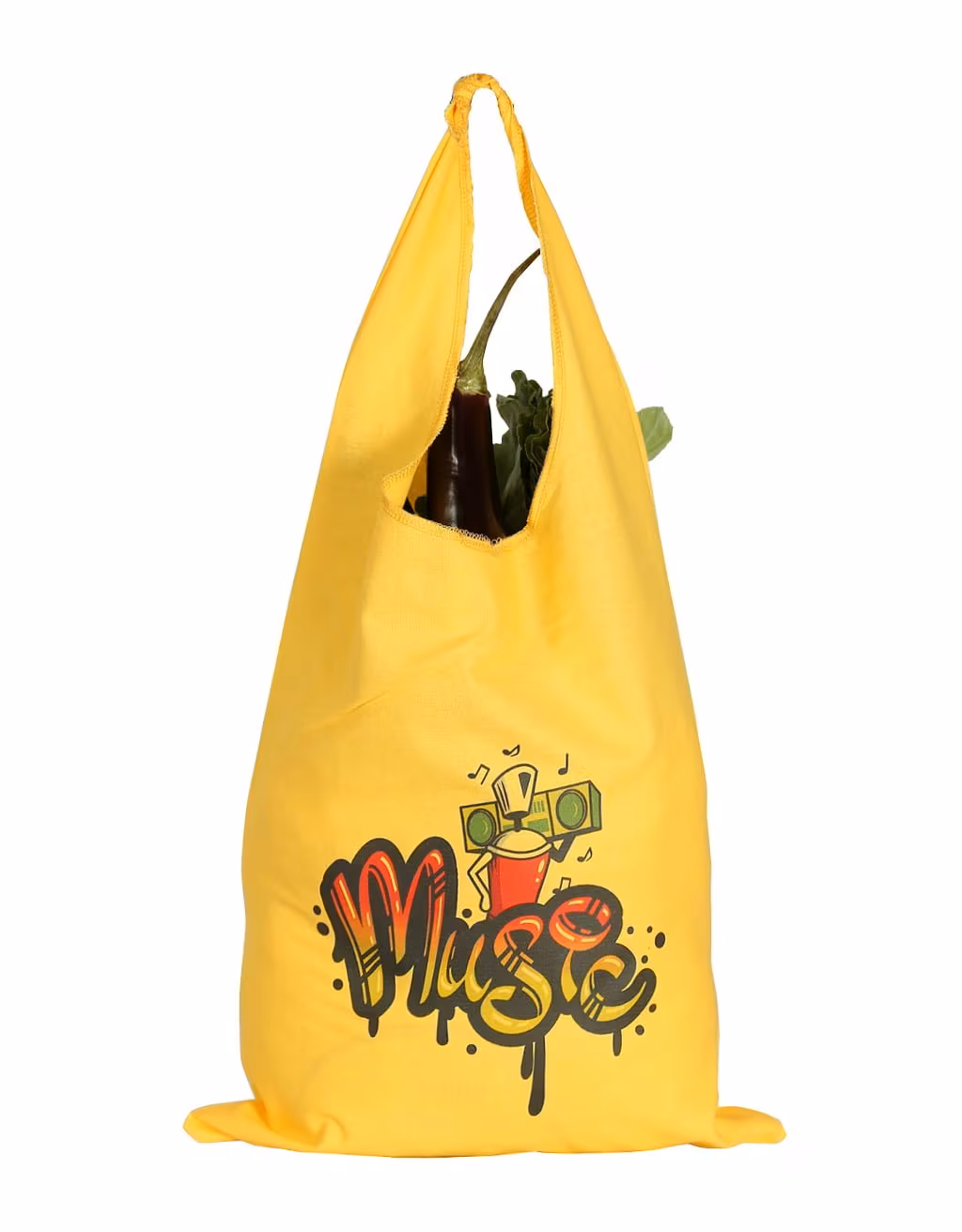 Music Yellow - Baskılı Bez Çanta
