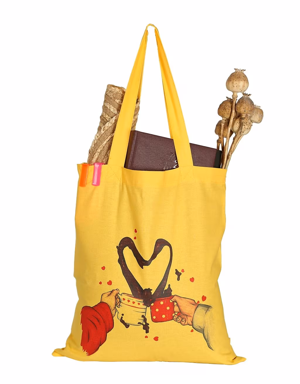 Coffee Lover Yellow - Baskılı Bez Çanta