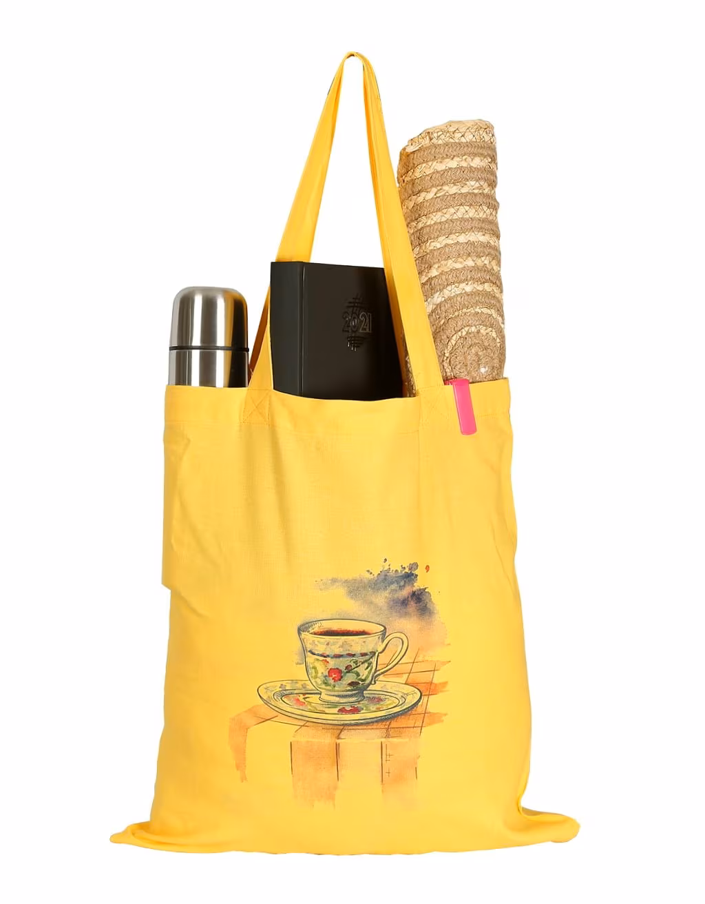 Turkish Coffee Yellow - Baskılı Bez Çanta