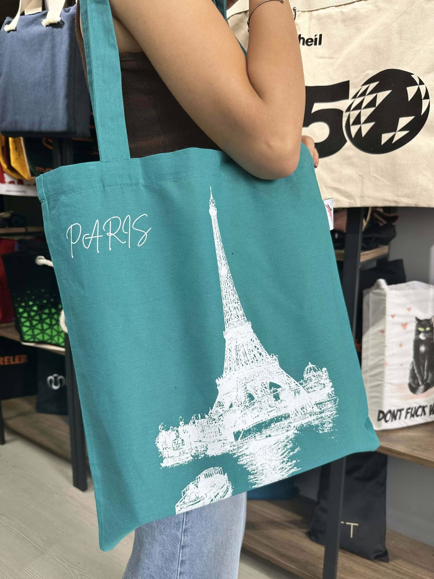 Bez Çanta Mavi Paris Baskılı 4