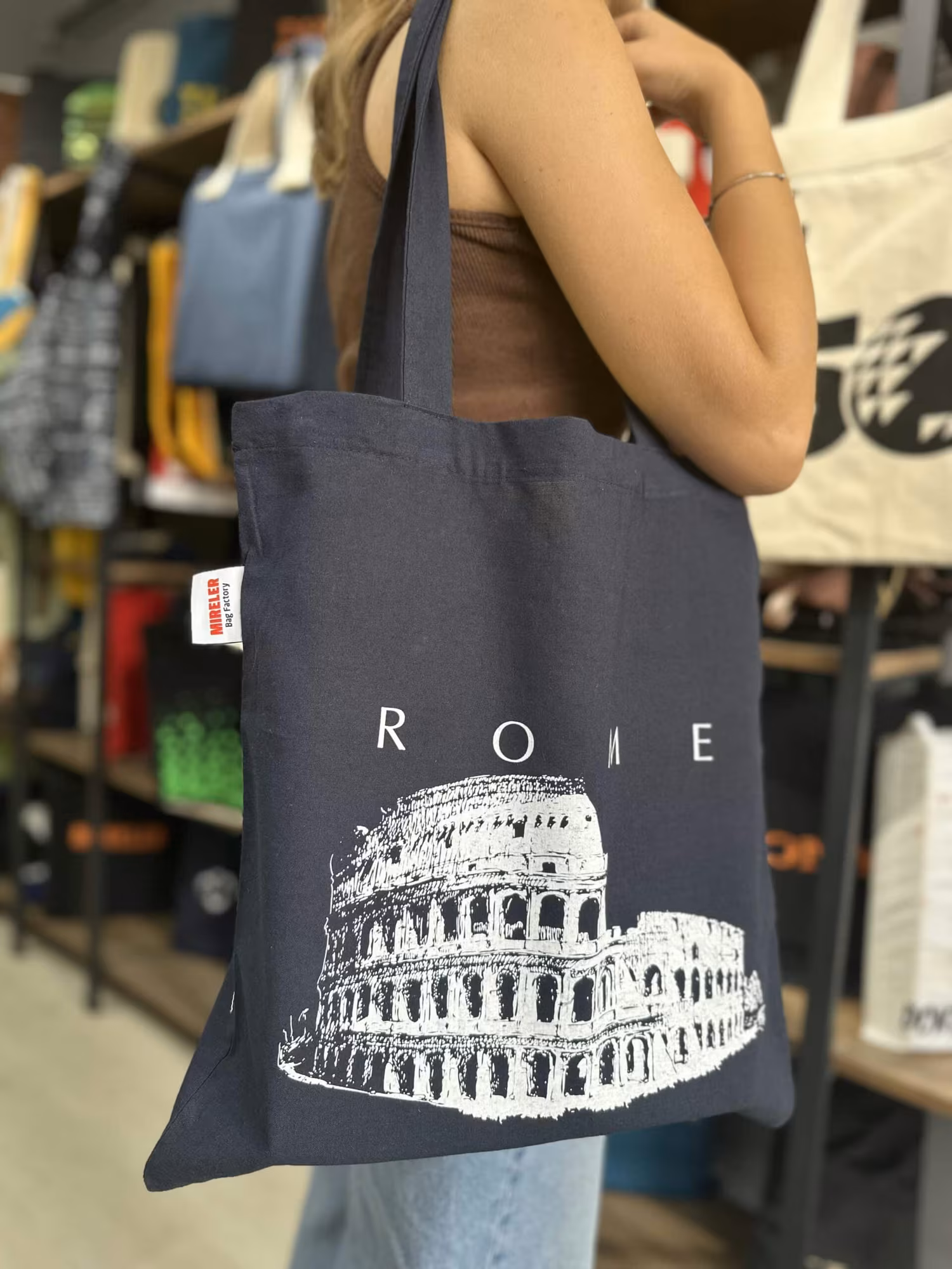 Bez Çanta Lacivert Roma Baskılı 4
