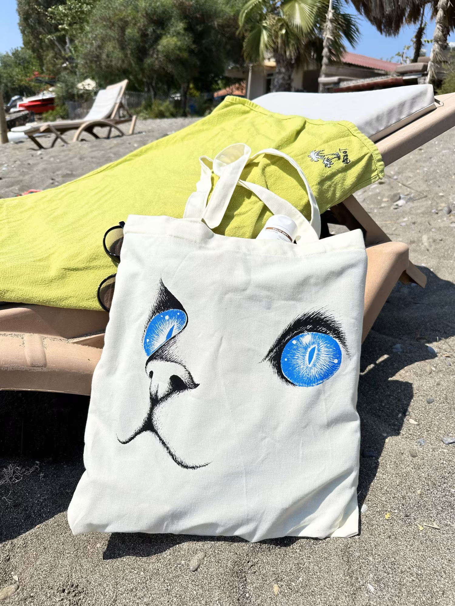 Bez Çanta Beyaz Kedi Baskılı 5