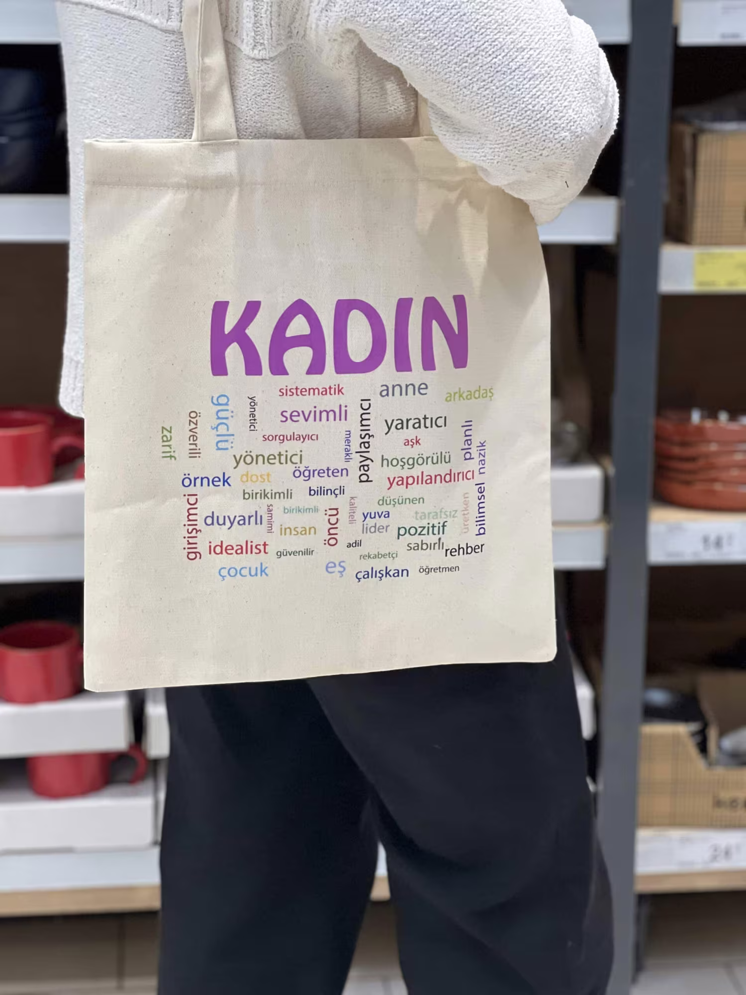 8 Mart Kadınlar Günü Bez Çanta - Kadın Kelime Bulutu 3